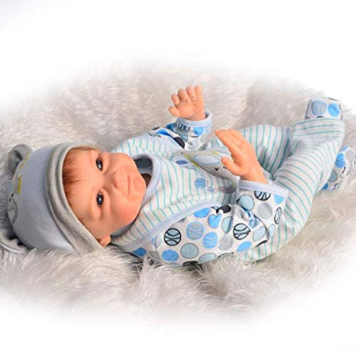 Scnbom 22pulgadas 55cm Bebes Reborn niño Verdadero Silicona muñecas Reales Baby Dolls Girls Originales Recien Nacidos niñas Toddler Realista Ojos Abiertos Baratos