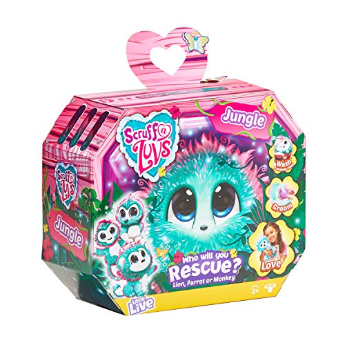 Scruff-A-Luvs Jungle Surprise Rescue - Juguete Suave para Mascotas, león, Loro o Mono