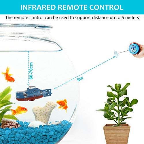 Seamuing Mini RC Submarino Control Remoto Barco Recargable RC Submarino Electrónico Agua Juguete Impermeable Buceo para Piscina Tanque de Peces Niños Regalo