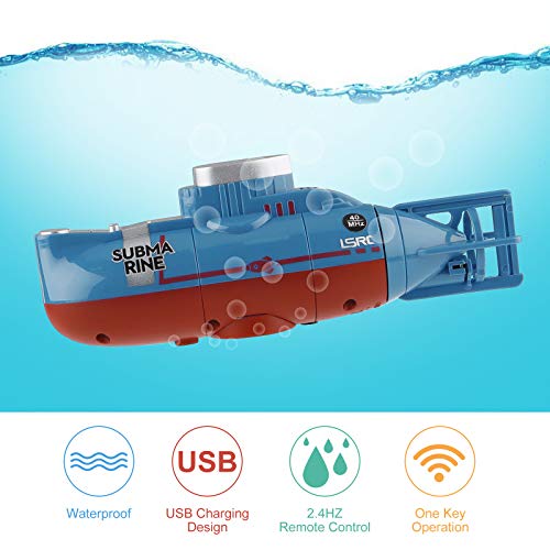 Seamuing Mini RC Submarino Control Remoto Barco Recargable RC Submarino Electrónico Agua Juguete Impermeable Buceo para Piscina Tanque de Peces Niños Regalo