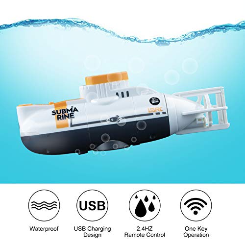 Seamuing Mini RC Submarino Control Remoto Barco Recargable RC Submarino Electrónico Agua Juguete Impermeable Buceo para Piscina Tanque de Peces Niños Regalo