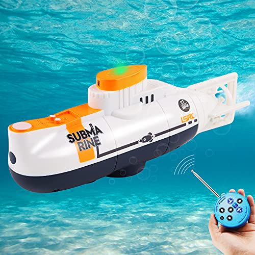 Seamuing Mini RC Submarino Control Remoto Barco Recargable RC Submarino Electrónico Agua Juguete Impermeable Buceo para Piscina Tanque de Peces Niños Regalo