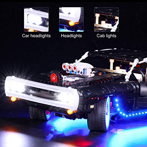 Seasy Juego de iluminación para Lego Technik Doms Dodge Charger, juego de iluminación LED compatible con Lego 42111 Technic Dodge Charger (sin set Lego)