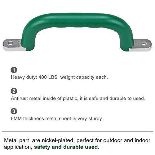 SELEWARE 800 LBS Capacidad Juego de 2 manijas de Seguridad para Parques Infantiles, Barras de Agarre de Metal para agarraderas de Mano de 9.64 "con hendiduras en los Dedos para niños Juego Columpios