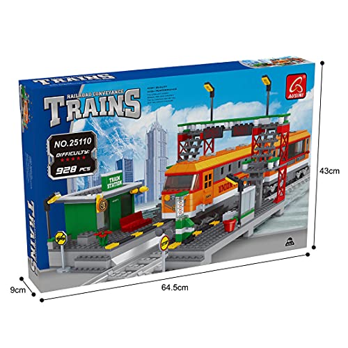 SENG Juego de construcción de tren tren de 928 piezas, modelo locomotora con rieles, compatible con Lego