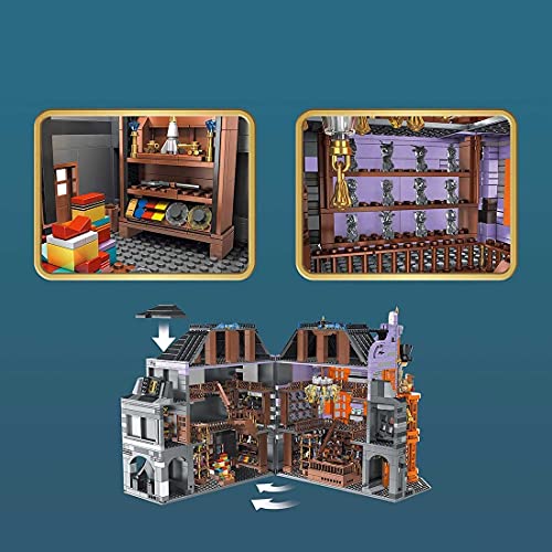 Serie Magic World Collection para fanáticos de Harry Potter Hogwarts, más de 3363 piezas Magical Happy House Shop bloques de construcción con luz, compatibles con Lego 16040,33 * 32 * 38cm