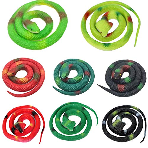 Serpientes de Goma Liuer 8PCS Juguete de Serpiente Realista Serpientes de Plastico para Asustar a los Pájaros Bromas Fiesta de Halloween Regalo Interesante Juguete