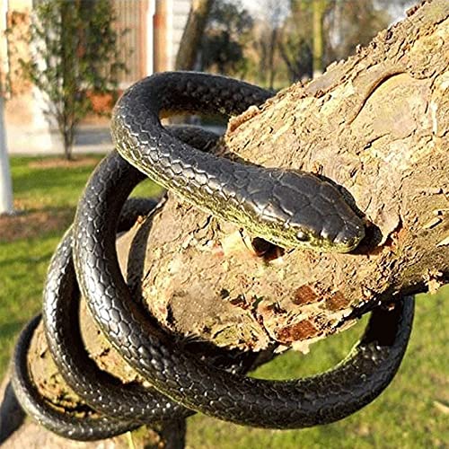 Serpientes de Goma,Serpientes de goma realista,jardín de Goma en Forma de Serpiente 130cm Negro,para Accesorios de Jardín para Asustar a los Pájaros, Bromas, Decoración de Halloween.