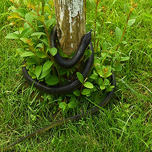 Serpientes de Goma,Serpientes de goma realista,jardín de Goma en Forma de Serpiente 130cm Negro,para Accesorios de Jardín para Asustar a los Pájaros, Bromas, Decoración de Halloween.