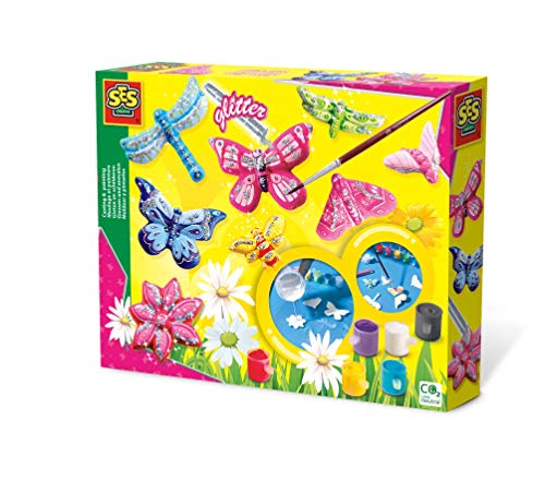 SES- Set de Pintura y Montaje de Mariposa con Brillantina para niños, Multicolor (01131)