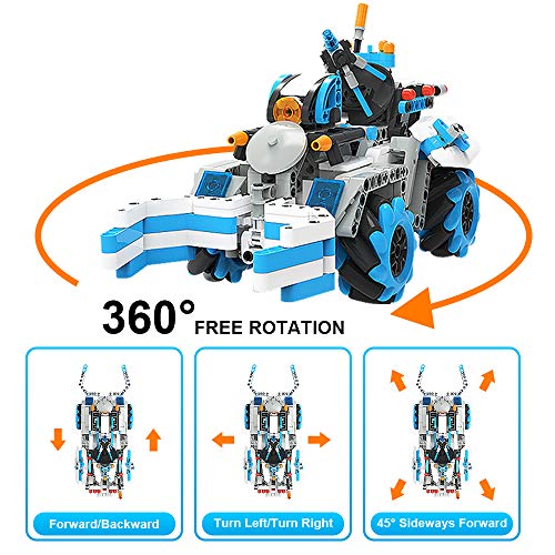 Set de Construcción Coche Controlado por App, GRESAHOM Stem Coches de Control Remoto, Vehículo 4x4 Fútbol Teledirigido para Programar para Niños, Coche de Carreras Acrobático RC Giratorio de 2,4GHz