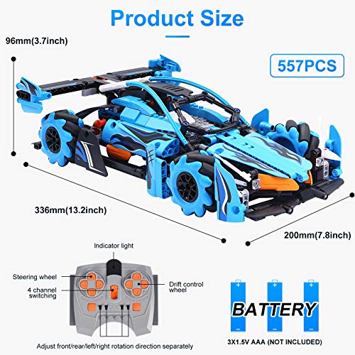 Set de Construcción Coche Controlado por App, GRESAHOM Stem Coches de Control Remoto, Vehículo 4x4 Teledirigido para Programar para Niños, Coche de Carreras Acrobático RC Giratorio de 2,4GHz