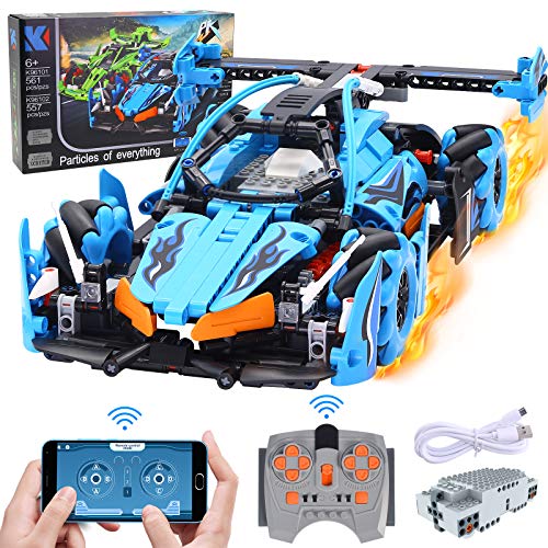 Set de Construcción Coche Controlado por App, GRESAHOM Stem Coches de Control Remoto, Vehículo 4x4 Teledirigido para Programar para Niños, Coche de Carreras Acrobático RC Giratorio de 2,4GHz