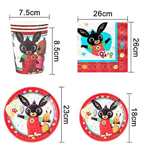 Set de Vajilla de Fiesta, BESTZY Bing Bunny Fiesta de Cumpleaños Infantil Decoracion de Animales Selva Safari Tema Suministros para Fiest Servilletas Platos Tazas Cuchillos Cucharas Tenedores Pajas