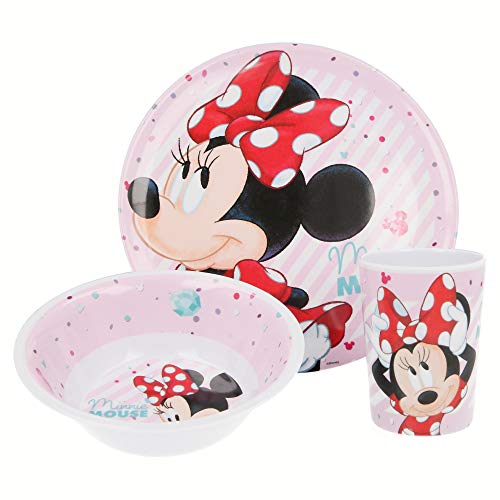 SET MELAMINA 3 PCS. (PLATO, CUENCO Y VASO) MINNIE MOUSE - DISNEY - ELECTRIC DOLL