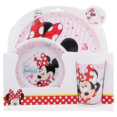 SET MELAMINA 3 PCS. (PLATO, CUENCO Y VASO) MINNIE MOUSE - DISNEY - ELECTRIC DOLL