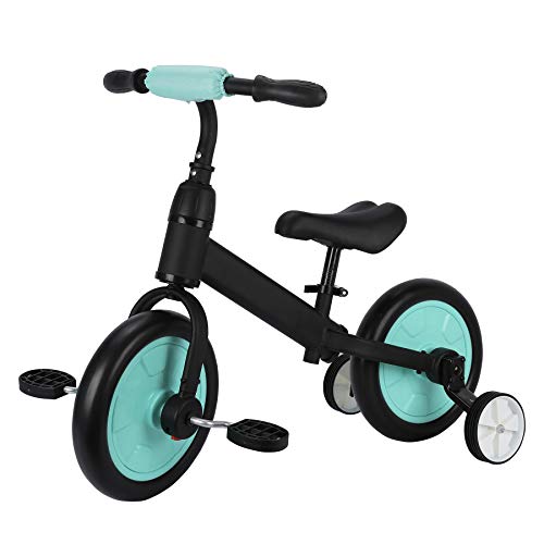 Sfeomi Bicicleta de Equilibrio para Niños 12 Pulgadas Bici para Niños con Pedales Desmontables Bicicleta de Equilibrio Infantil con Rueda Auxiliar (Azul)