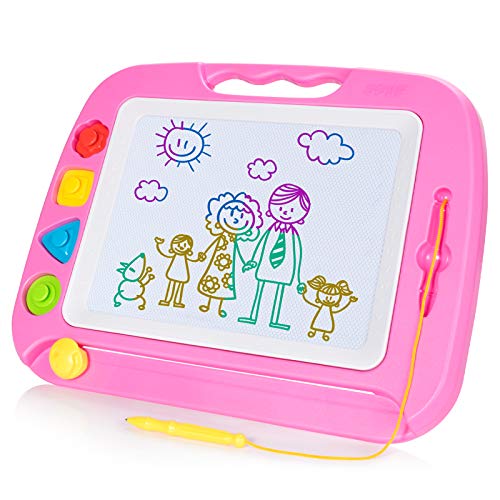 SGILE Pizarra Magnética Infantil, 42x32cm Grande Magnético Pintura de la Escritura Doodle Sketch Pad, Juguetes para Niños Infantiles, Rosa