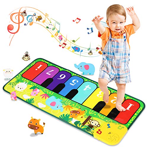 Shayson Alfombrillas Musicales para Niños Piano con Música Bebés Alfombra de Pista de Baile Alfombra Manta de Animales Alfombra de Juego Táctil Juguetes de Educación Temprana para Bebés(43.3x14.2in)