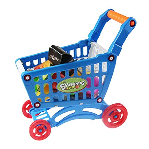 shentaotao 1 Set de Juguetes educativos Compras niños Supermercado Mini Carro de Compras con Full comestibles Alimentos para niños niños de los niños Aprendizaje para el Desarrollo - Azul