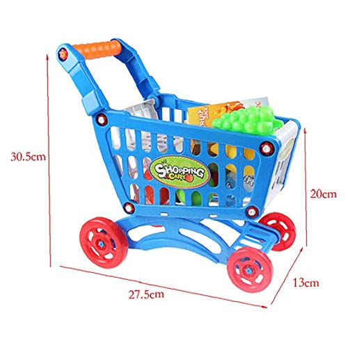 shentaotao 1 Set de Juguetes educativos Compras niños Supermercado Mini Carro de Compras con Full comestibles Alimentos para niños niños de los niños Aprendizaje para el Desarrollo - Azul