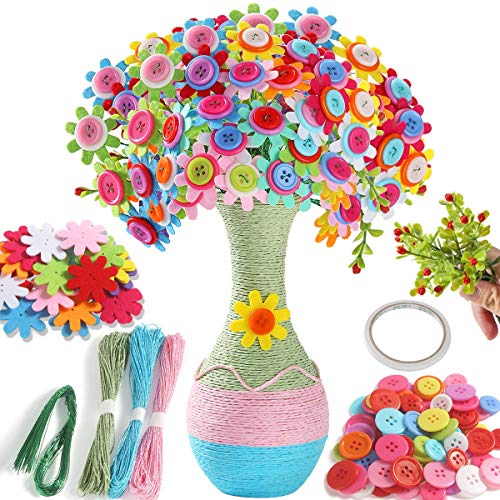 Shinelee Kit Manualidades Niños Florero y Flores Actividades Creativas Niños Flores Dia de la Madre Bricolaje Manualidades Niños 5 7 8 10 Años