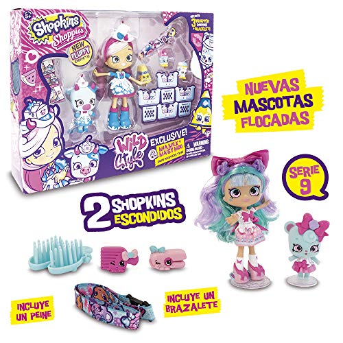 Shoppies Serie 9 - Wild Style Super Pack Con Muñeca, 1 Figura Shoppets y Shopkins + Accesorios (Giochi Preziosi HPKC9111)