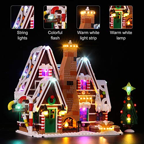 SICI Juego de iluminación LED para casa de pan de jengibre Lego 10267, iluminación compatible con el modelo de casa de jengibre Lego 10267 (no incluye el set Lego).