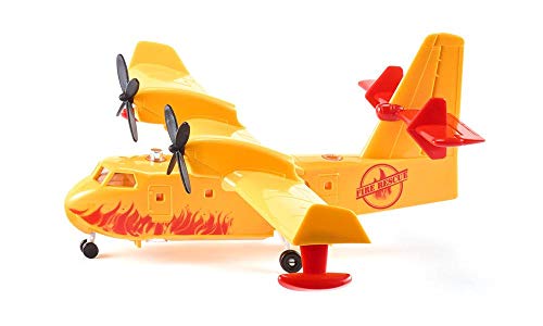 siku 1793 Hidroavión, Incl. 1 árbol y 2 llamas de juguete, Se puede llenar de agua, 1:87, Metal/Plástico, Amarillo