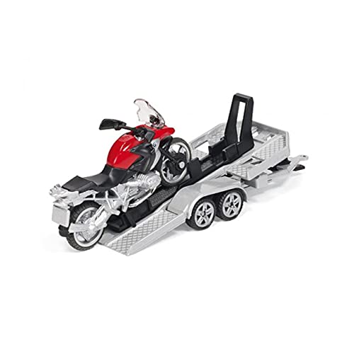 siku 2547 Coche con remolque y moto, 1:55, Metal/Plástico, Azul/Rojo, Zona de carga inclinable