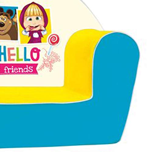 Sillón Infantil Mascha y el Oso, guardería (sillón de Peluche para niños, Adecuado a Partir de los 18 Meses, Altura del Asiento: 13,5 cm, Profundidad del Asiento: 23 cm, Respaldo: 29 cm), Multicolor