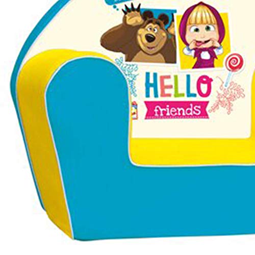 Sillón Infantil Mascha y el Oso, guardería (sillón de Peluche para niños, Adecuado a Partir de los 18 Meses, Altura del Asiento: 13,5 cm, Profundidad del Asiento: 23 cm, Respaldo: 29 cm), Multicolor