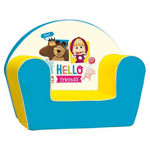 Sillón Infantil Mascha y el Oso, guardería (sillón de Peluche para niños, Adecuado a Partir de los 18 Meses, Altura del Asiento: 13,5 cm, Profundidad del Asiento: 23 cm, Respaldo: 29 cm), Multicolor