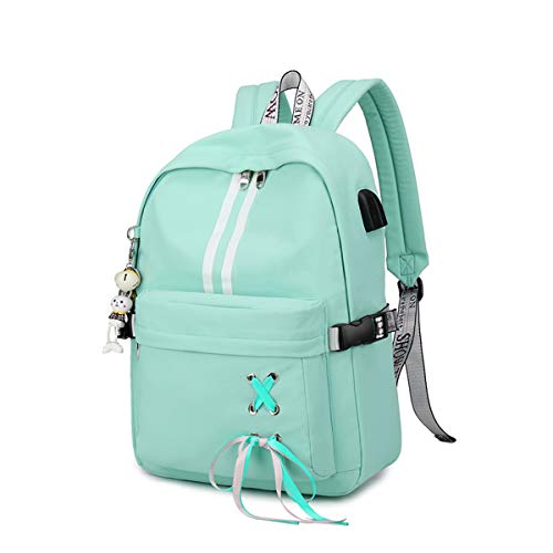 Silver Tulip Mochila para portátil Universidad Hombros Niños Escuela Bolsas de Libros Mochila para niñas (Verde, Grande con Puerto USB)