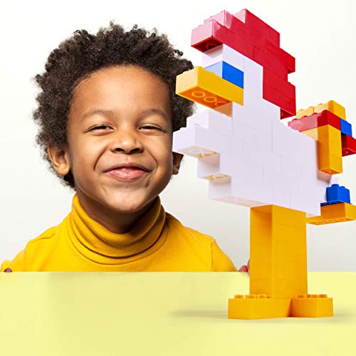 Simba 104114202 Blox 300 - Bloques de construcción para niños a Partir de 3 años, 8 Cajas de Piedra con Placa Base, Totalmente compatibles, Colores Mezclados, Negro, Rojo, Blanco, Amarillo y Azul