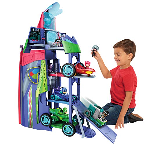 Simba 109402466 PJ Masks - Coche de cuartel Principal Convertible 2 en 1, se transforma con luz y Sonido, a Partir de 3 años