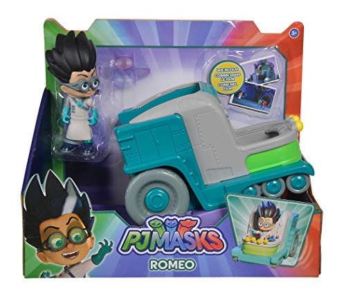 Simba - Figura de Romeo de PJ Masks de 8 cm con vehículo-Laboratorio de 15 cm 109402227