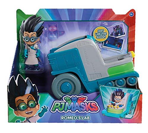 Simba - Figura de Romeo de PJ Masks de 8 cm con vehículo-Laboratorio de 15 cm 109402227