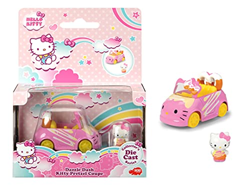 Simba Voiture Bretzel Dickie Coche Pretzel de Metal, Longitud 6cm, Incluye 1 Figura extraíble de Hello Kitty, Para Niños a partir de 3 Años, color rosa 253241003