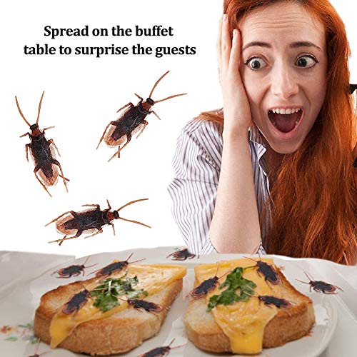 SIMUER 100 Pcs Cockroach Toy, Simulated Realistic Cockroach Halloween Novelty Joke Decoration for Kid’s Trick Decor