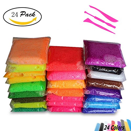 Simuer 24 Pack Snow Mud,Snow Slime Kit Fluffy Floam Slime Snow Clay Fluffy Slime Stress Reliever Stress Relief Toy DIY Colored Clay Gift Party Favors 24 Colors