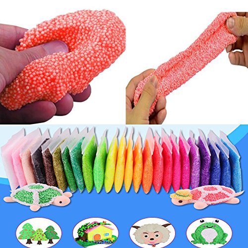 Simuer 24 Pack Snow Mud,Snow Slime Kit Fluffy Floam Slime Snow Clay Fluffy Slime Stress Reliever Stress Relief Toy DIY Colored Clay Gift Party Favors 24 Colors