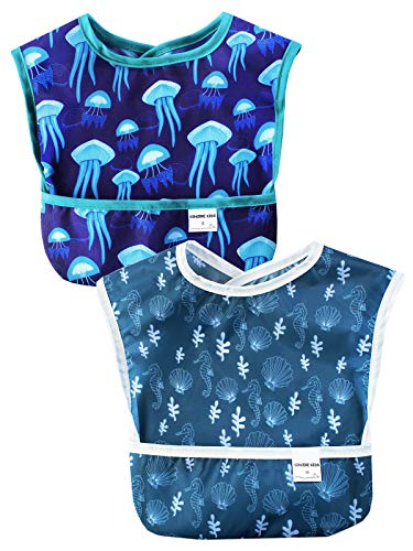 Sincere Baberos Impermeables para bebé, Lavables, Resistentes a Manchas y olores, fáciles de Limpiar con Bolsillo (6 m - 36 m), 2 Unidades - - S /6-18 Meses