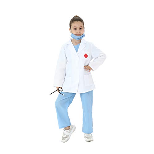 Sincere Party Disfraz de Doctor Unisex para niños, Juego de Roles, Disfraz de Doctor, Juegos de Estilo D 5-7 años