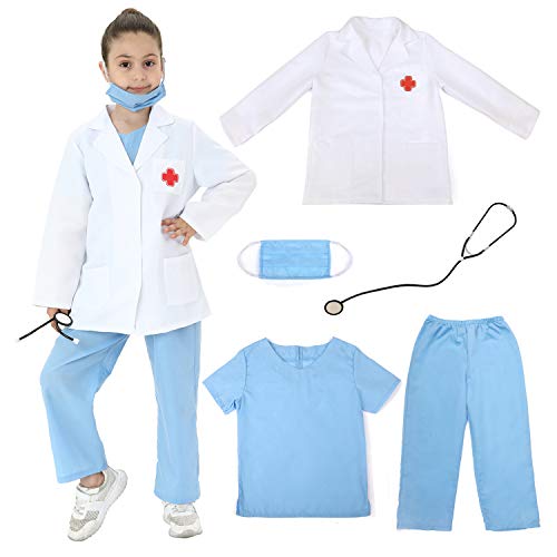 Sincere Party Disfraz de Doctor Unisex para niños, Juego de Roles, Disfraz de Doctor, Juegos de Estilo D 5-7 años