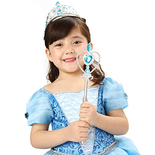 Sincere Party Vestido de lujo de princesa Cenicienta de lujo para niñas con tiara y varita Vestido de fiesta de cumpleaños de 3-4 años