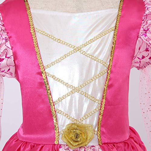 Sincere Party Vestido de Princesa Medieval con Tiara para niñas, Color Rosa 5-6 años