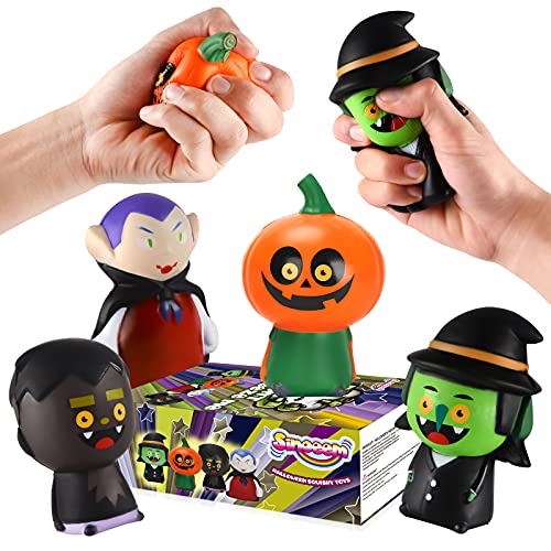 Sinoeem 4 Pcs Halloween Squishy Gigante Kawaii Juguetes Cream Scented Slow Risingsquishy Pack Baratos Slow Rising Squishes Estrés Alivio Suave Juguete Antiestres Alivia el Estrés Squeeze para Niños