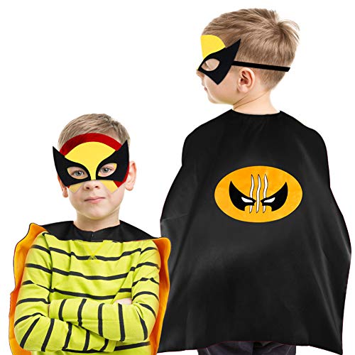 Sinoeem Capa de Superhéroe para Niños - 5 Capa y 5 Máscaras - Ideas Kit de Valor de Cosplay de Diseño de Fiesta de Cumpleaños de Navidad - Juguetes para Niños y Niñas