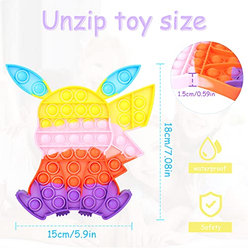 Sinwind Juguete sensorial Burbujas Pop Sensorial Fidget Juguete Push Pop Bubble Sensory Toy Arco Iris Sensorial Figit Toy Antiestrés Juguete de Dedo, para Niños y Adultos (Pikachu)